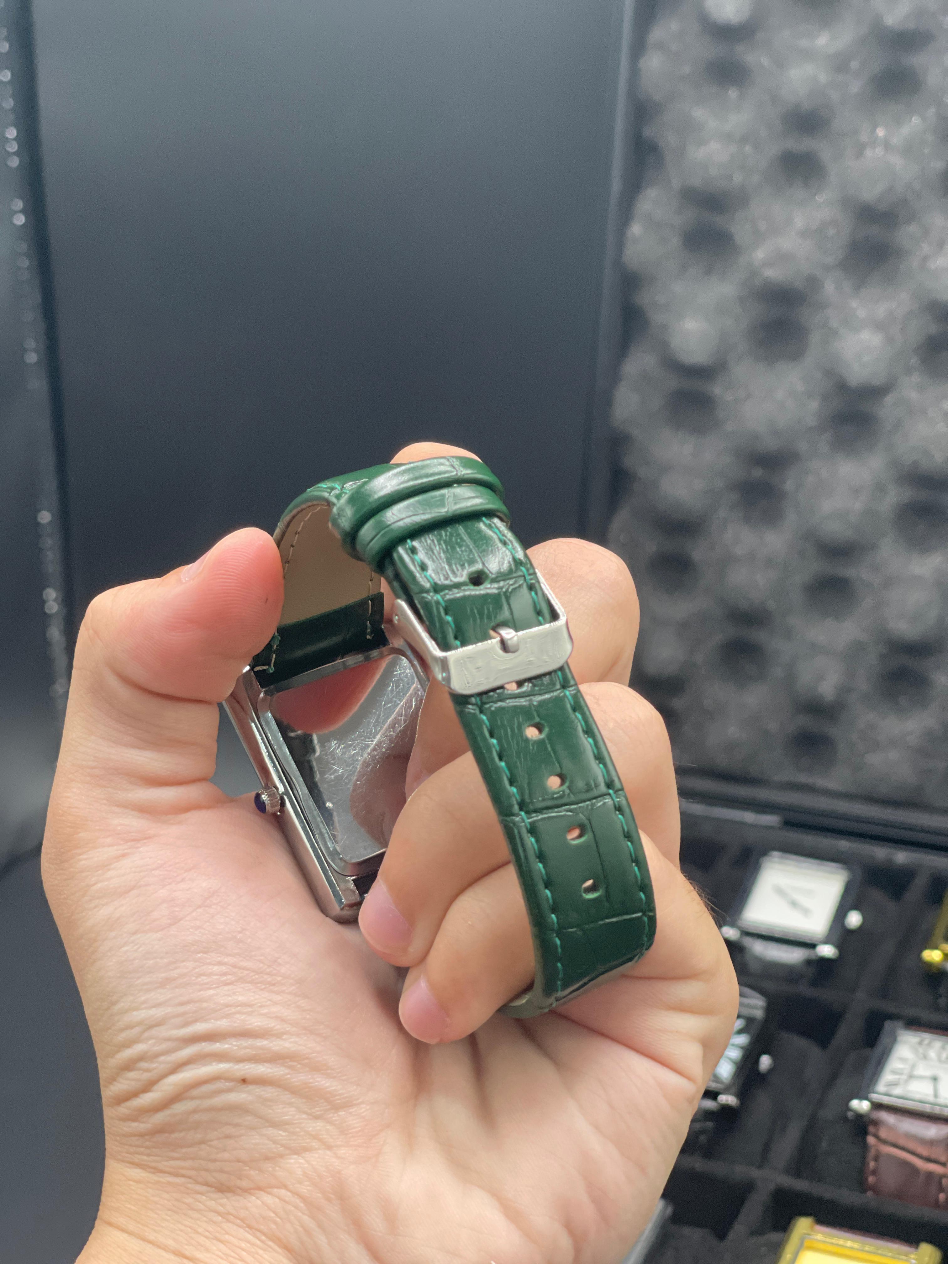CTR Green Leather Strap With Clean White Dial Watch