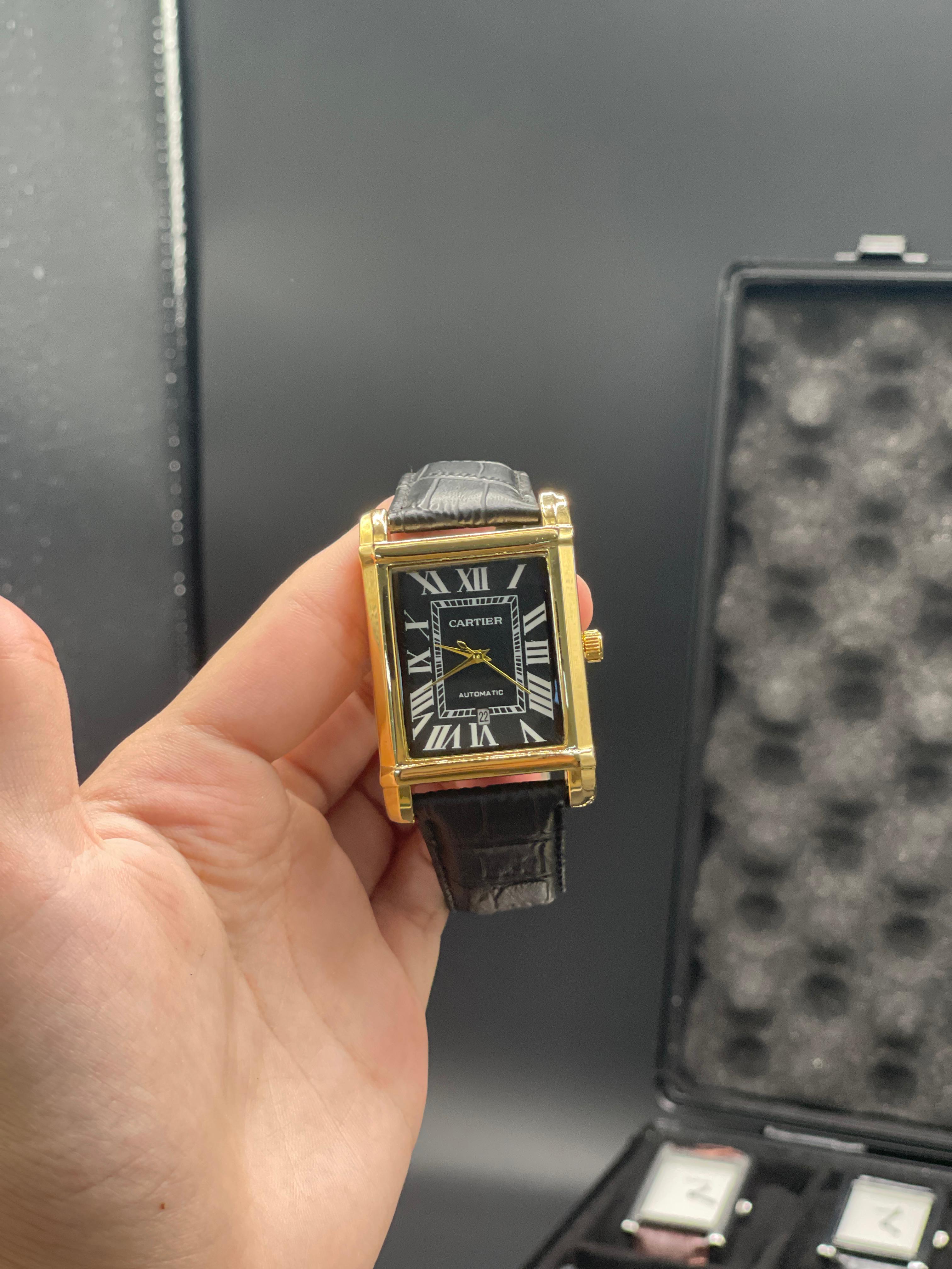 CTR Black Leather Strap With Clean Black Dial Watch