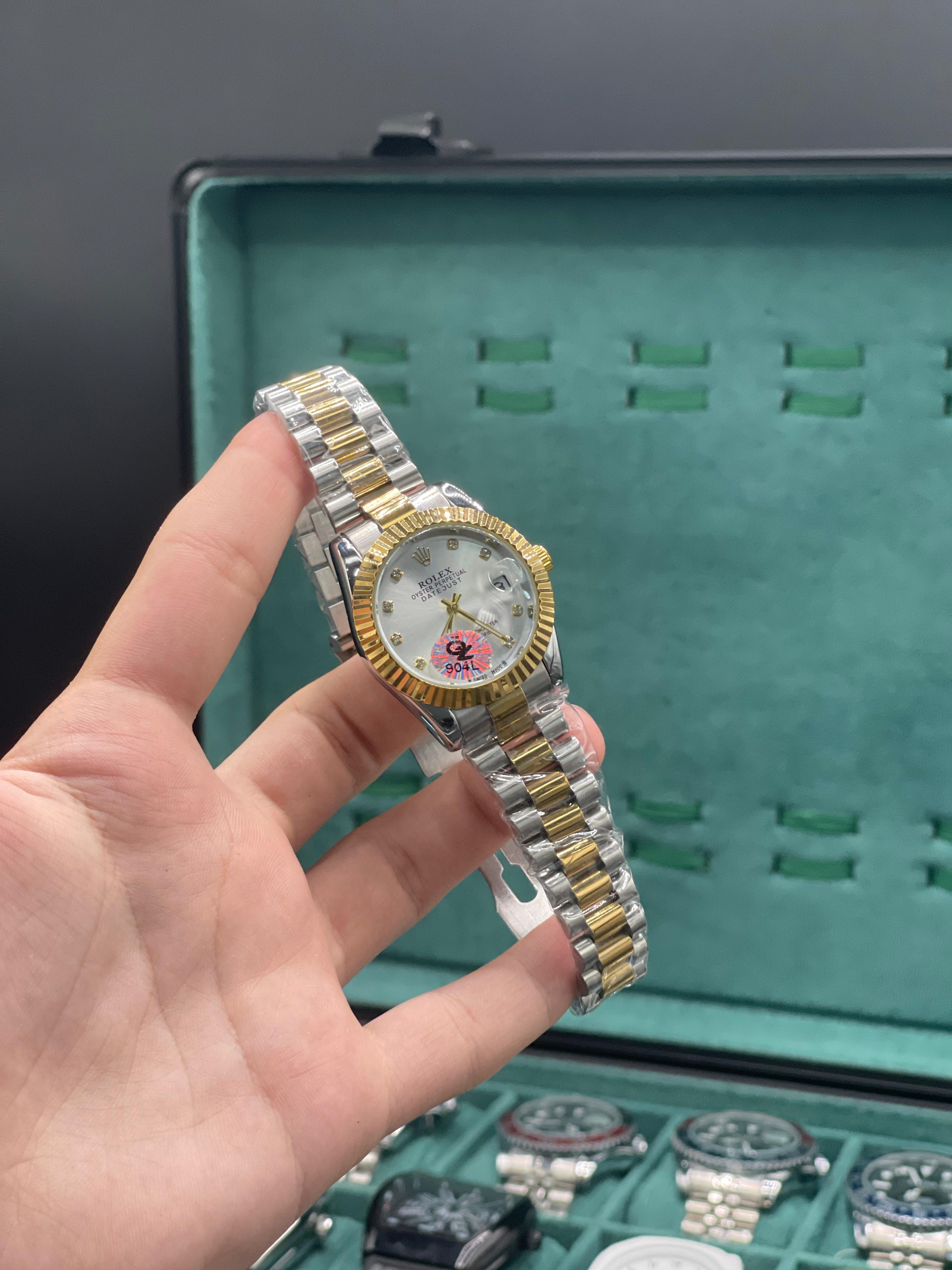 RLX Two Tone Gold And Silver Chain With Clean White Dial Ladies Watch