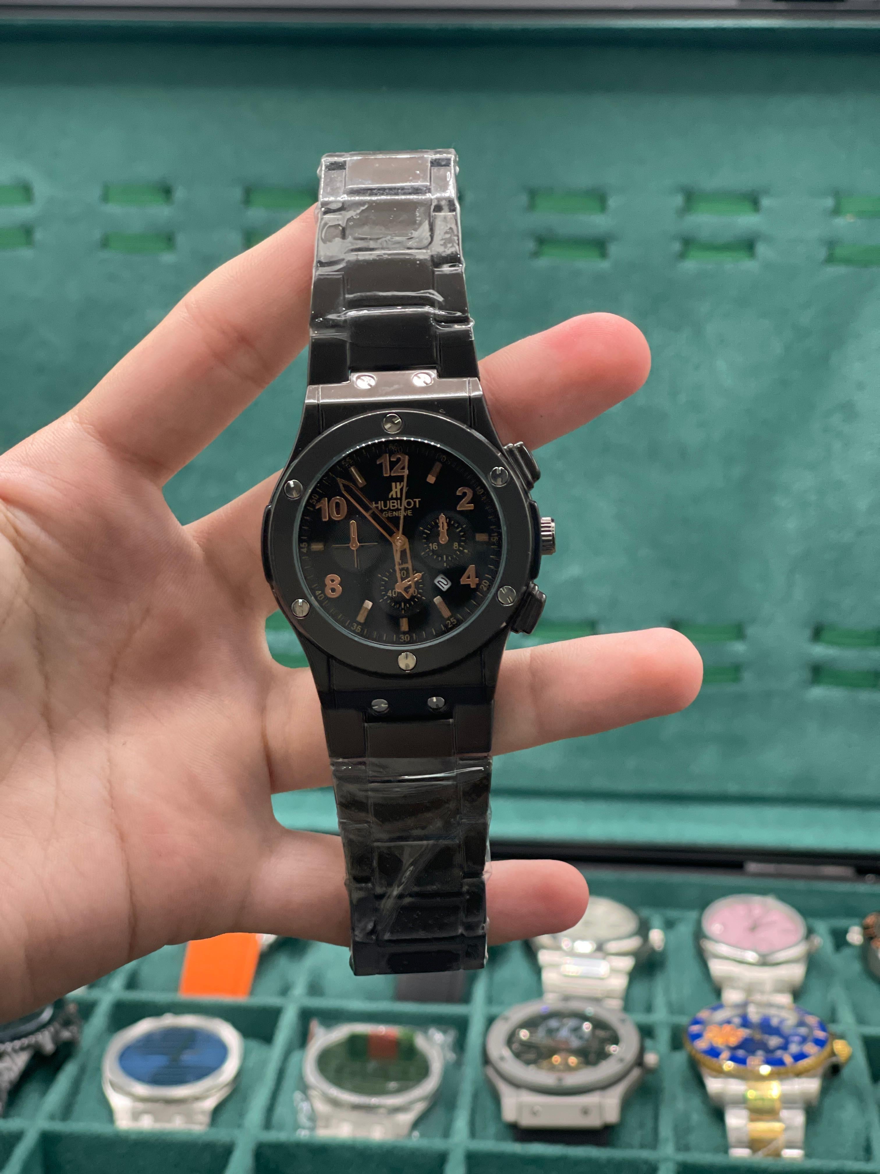 HB Black Chain Paired With Black Dial Watch 3499