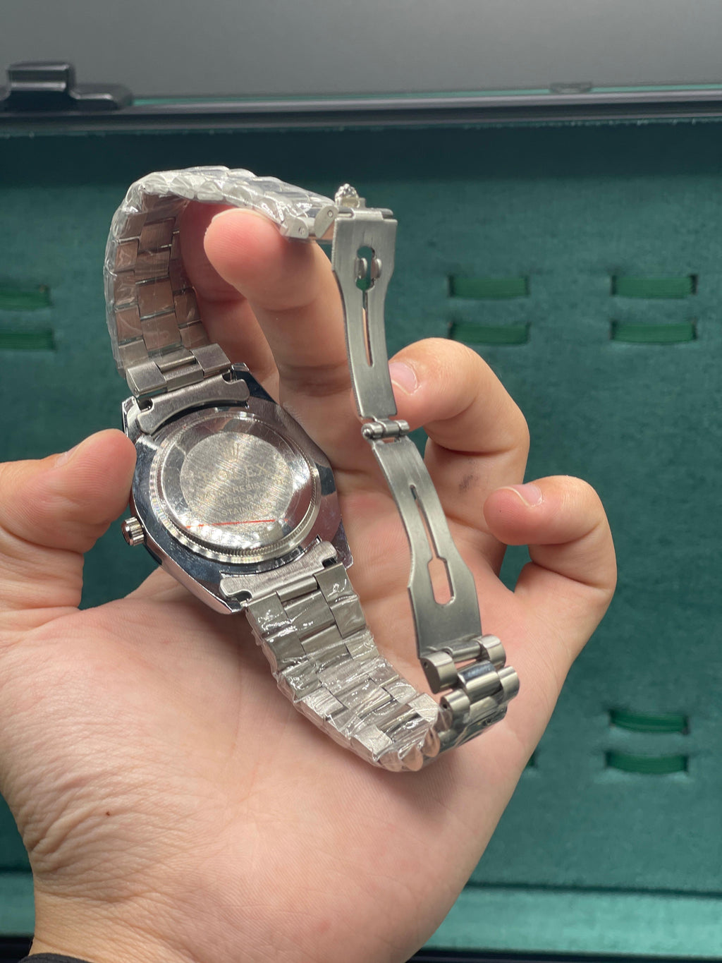 RLX Silver Presidential Chain With Tiffany Blue Dial Watch.