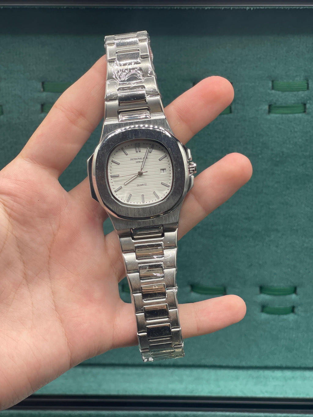 PTK Silver Colored Chain With Stunning White Dial