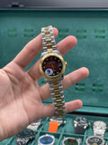 RLX Two Tone Gold And Silver Chain With Vibrant Red Dial Ladies Watch