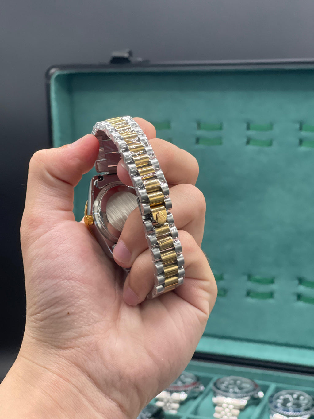 RLX Two Tone Gold And Silver Chain With Radiant Golden Dial Ladies Watch