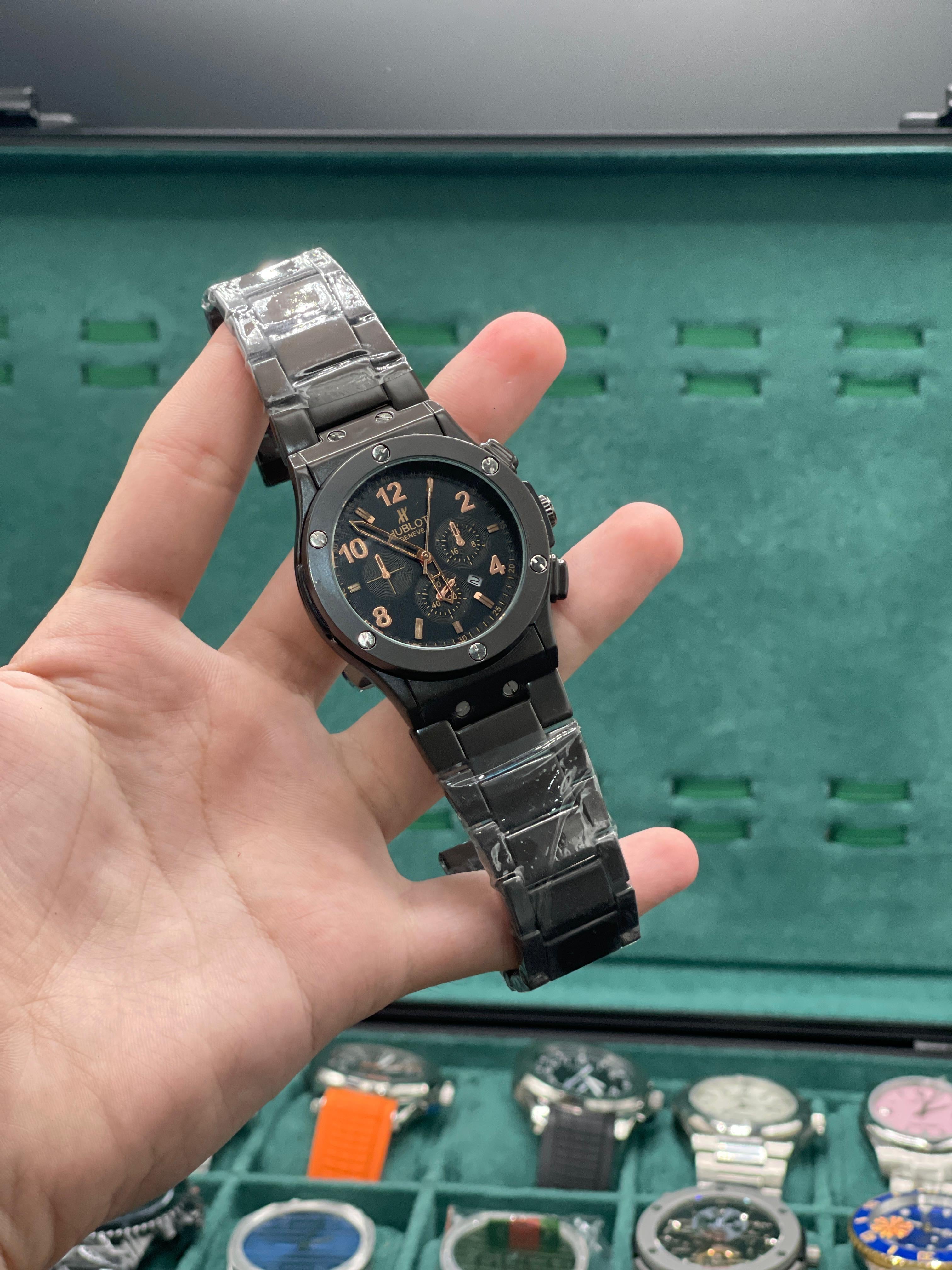 HB Black Chain Paired With Black Dial Watch 3499