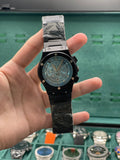 HB Black Chain With Tiffany Blue Chronograph Dial Watch.