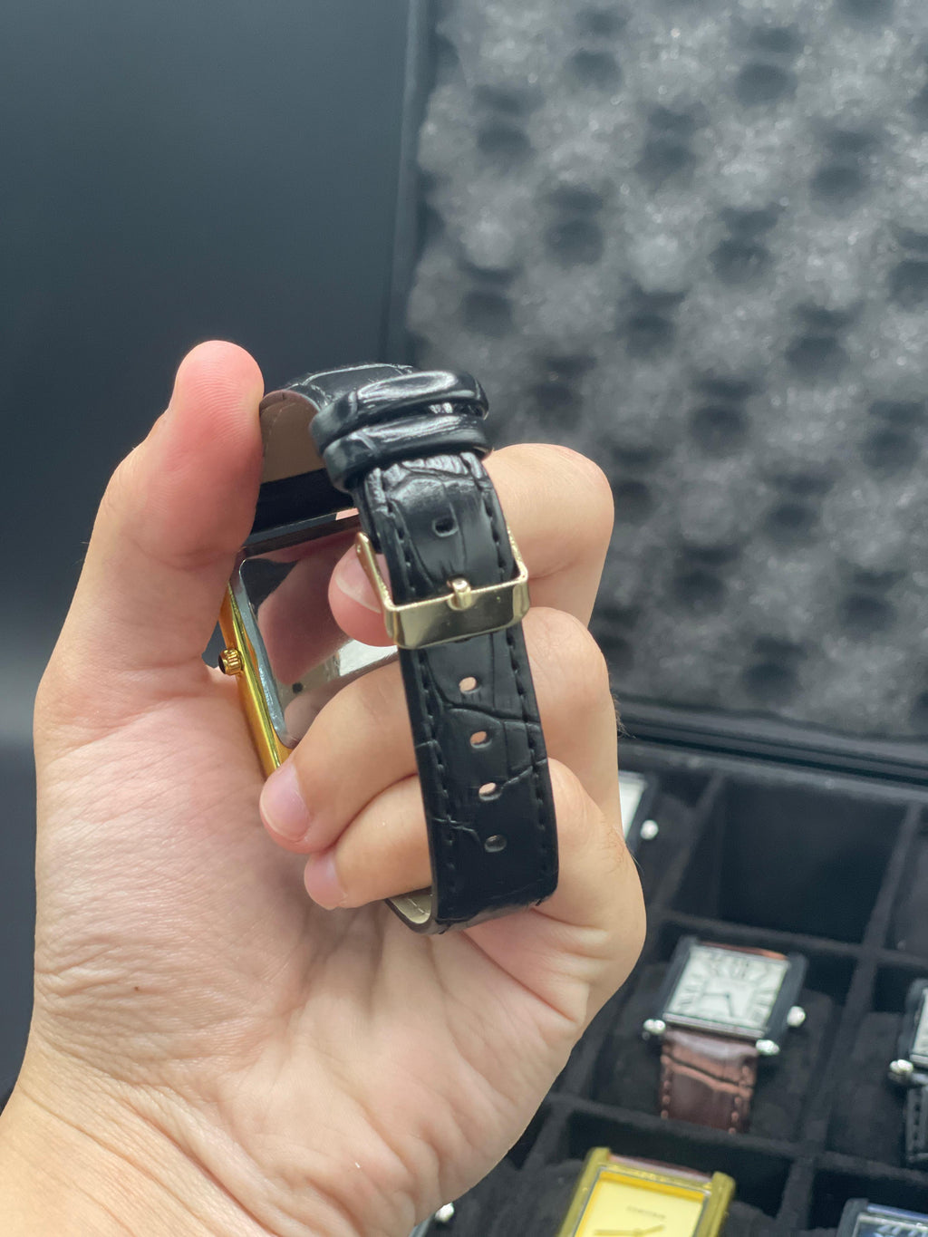 CTR Black Leather Strap With Sleek Black Dial Watch