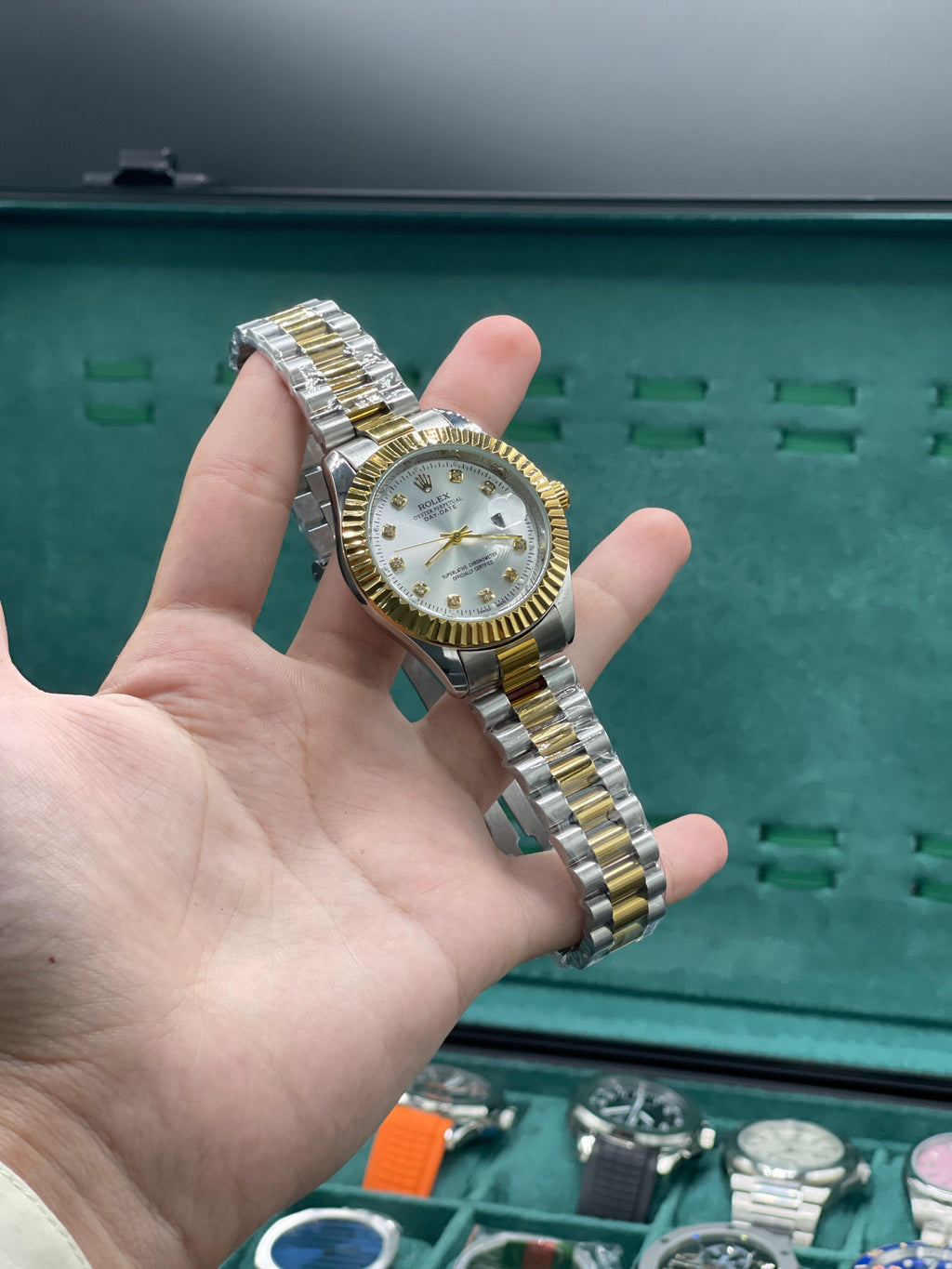 RLX Two Tone Chain With White Dial  DateJust Watch