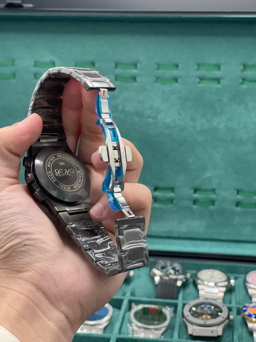 HB Black Chain Paired With Black Dial Watch 3499