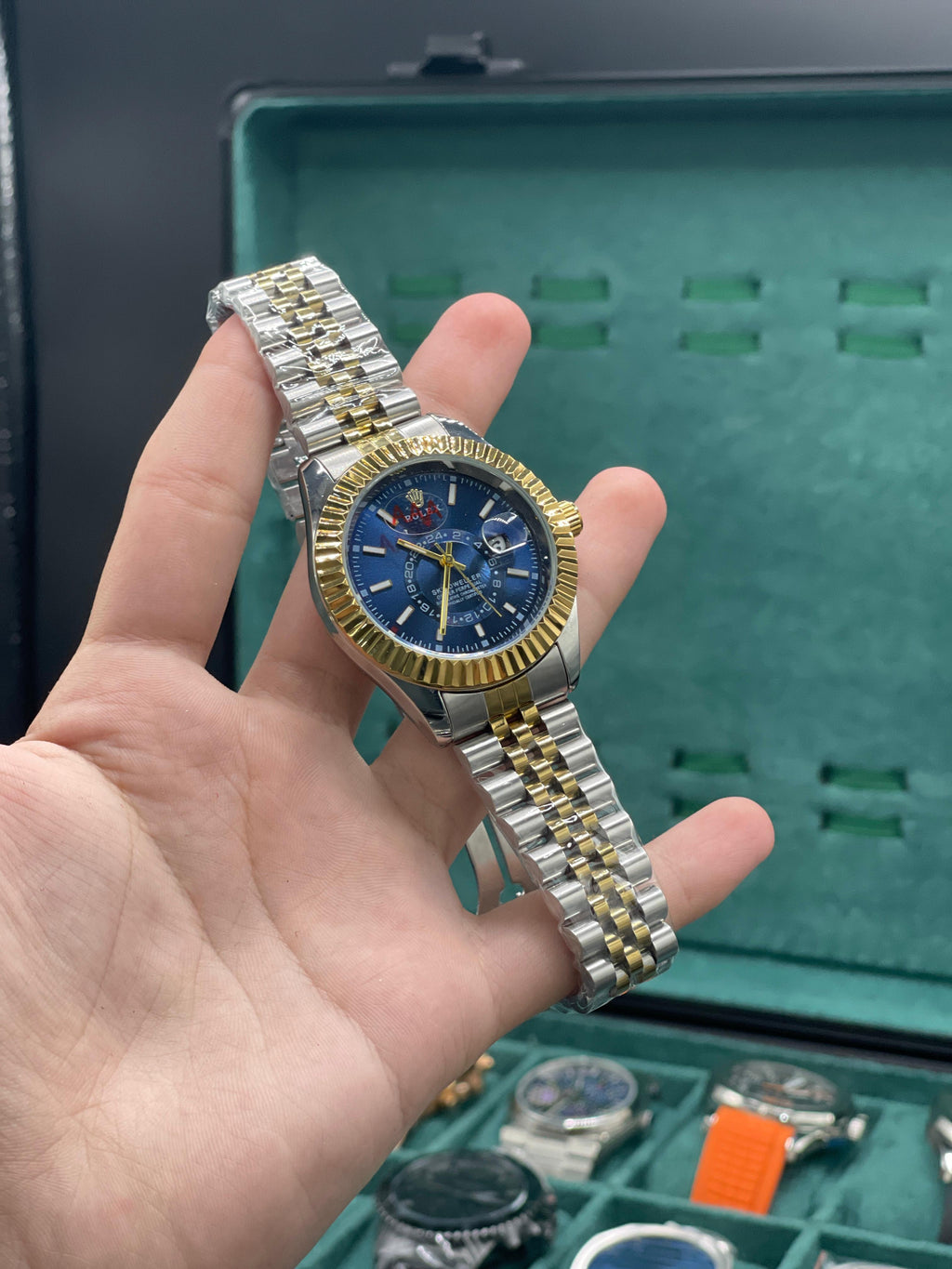 RLX Two Tone Chain With Blue Sky Dweller Style Watch