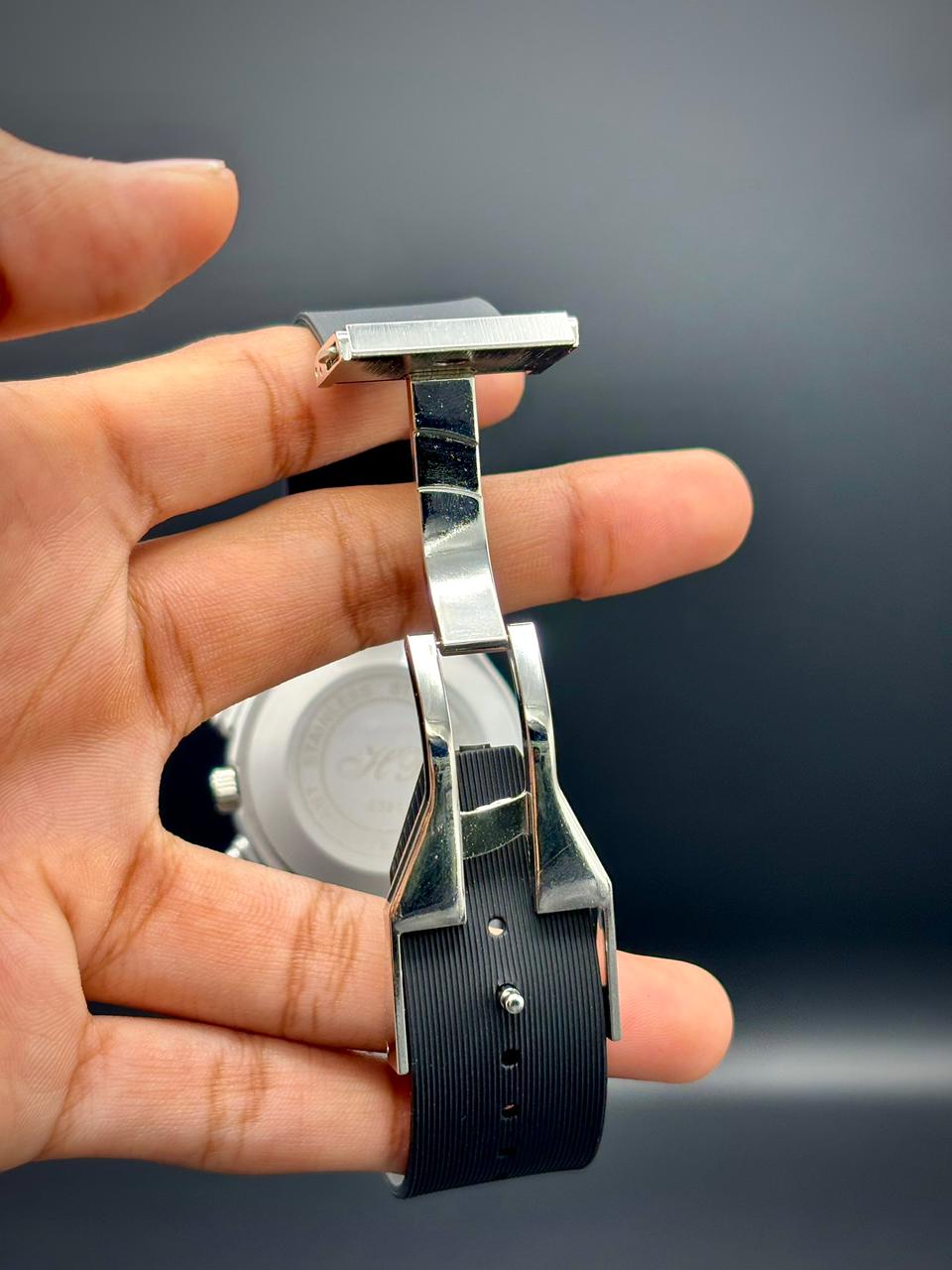 Hb Grey Silicone with Strap Skeleton Dial Watch.