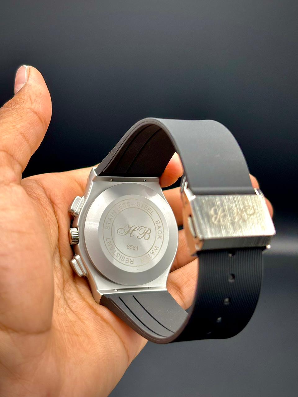 Hb Grey Silicone with Strap Skeleton Dial Watch.