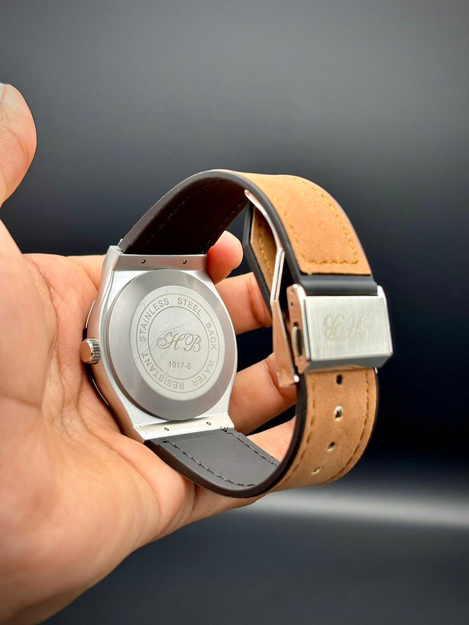 HB Brown Strap with Unique Dial Watch.