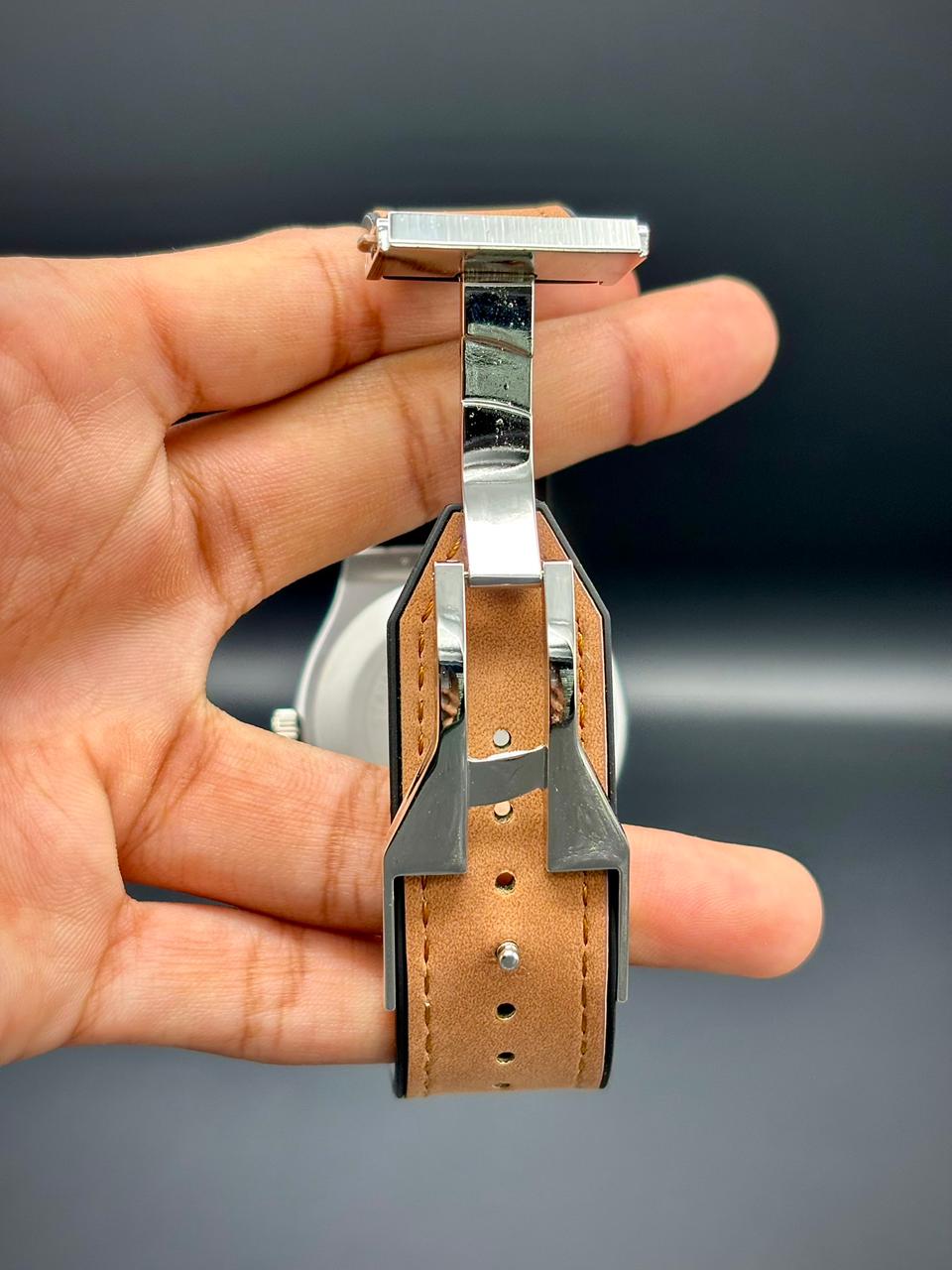 HB Brown Strap with Unique Dial Watch.