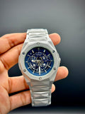 HB Silver Chain Watch with Blue Dial,