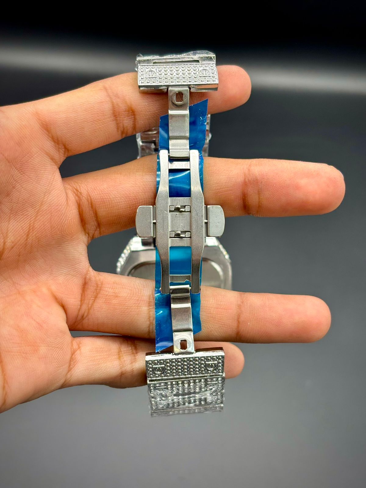 CTR Full Iced-Out Square Watch – Silver Diamond Style | Luxury Statement Piece