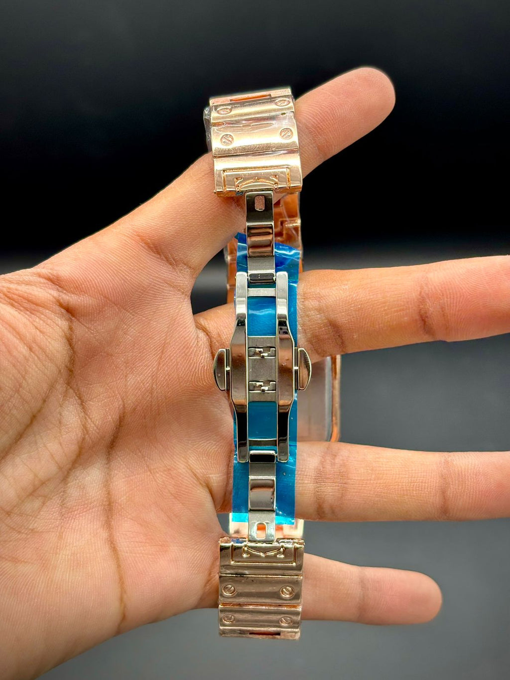 CTR Rose Gold Square Watch – Black Dial Roman Numbers | Premium Metal Bracelet