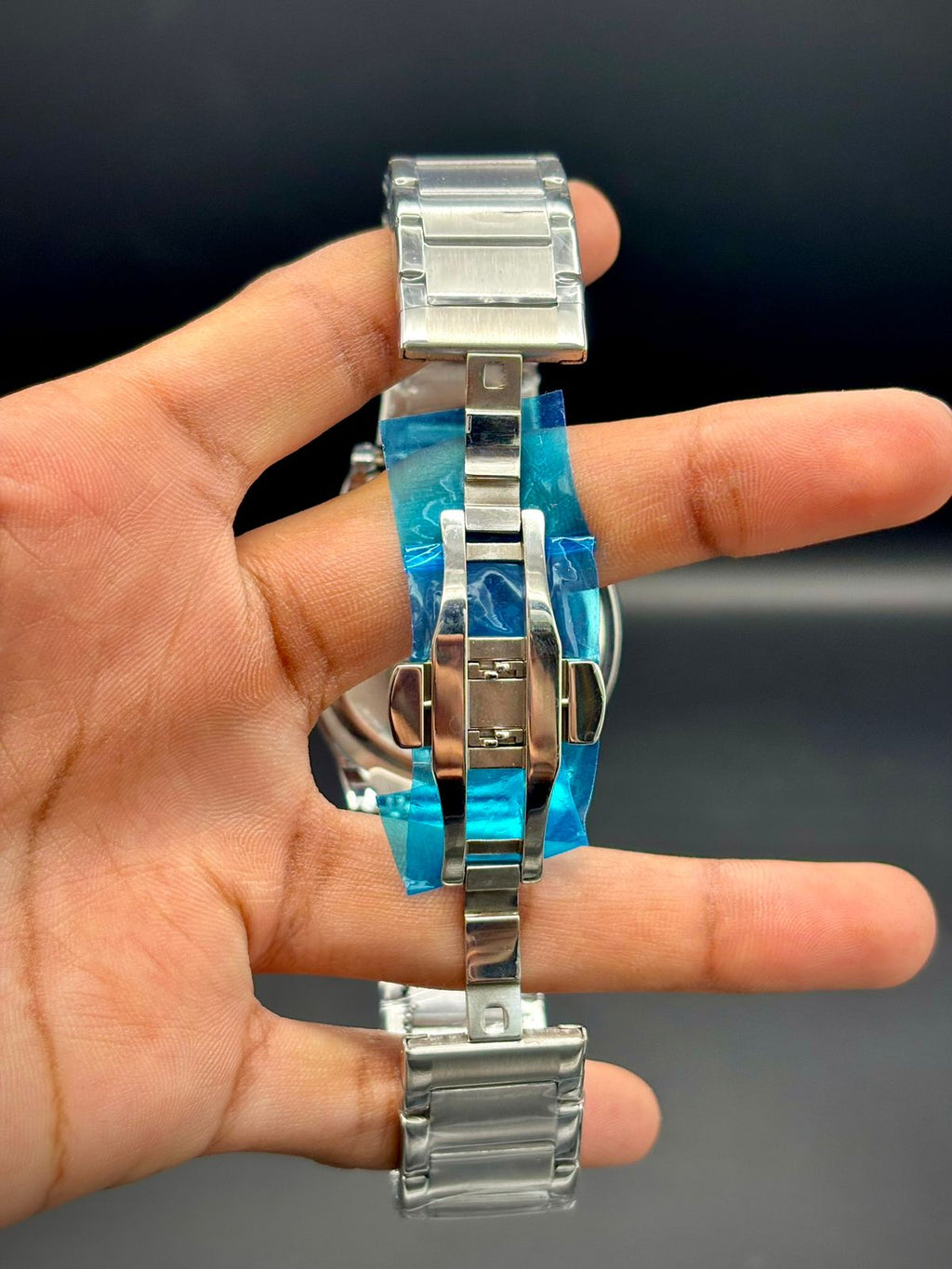 AP Silver Skeleton Watch – Open Heart Dial | Premium Steel Bracelet | Date Window