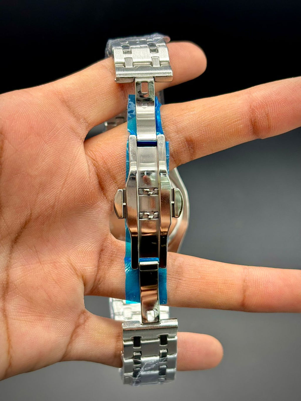 AP Silver Skeleton Watch – Open Heart Dial | Premium Steel Bracelet | Date Window