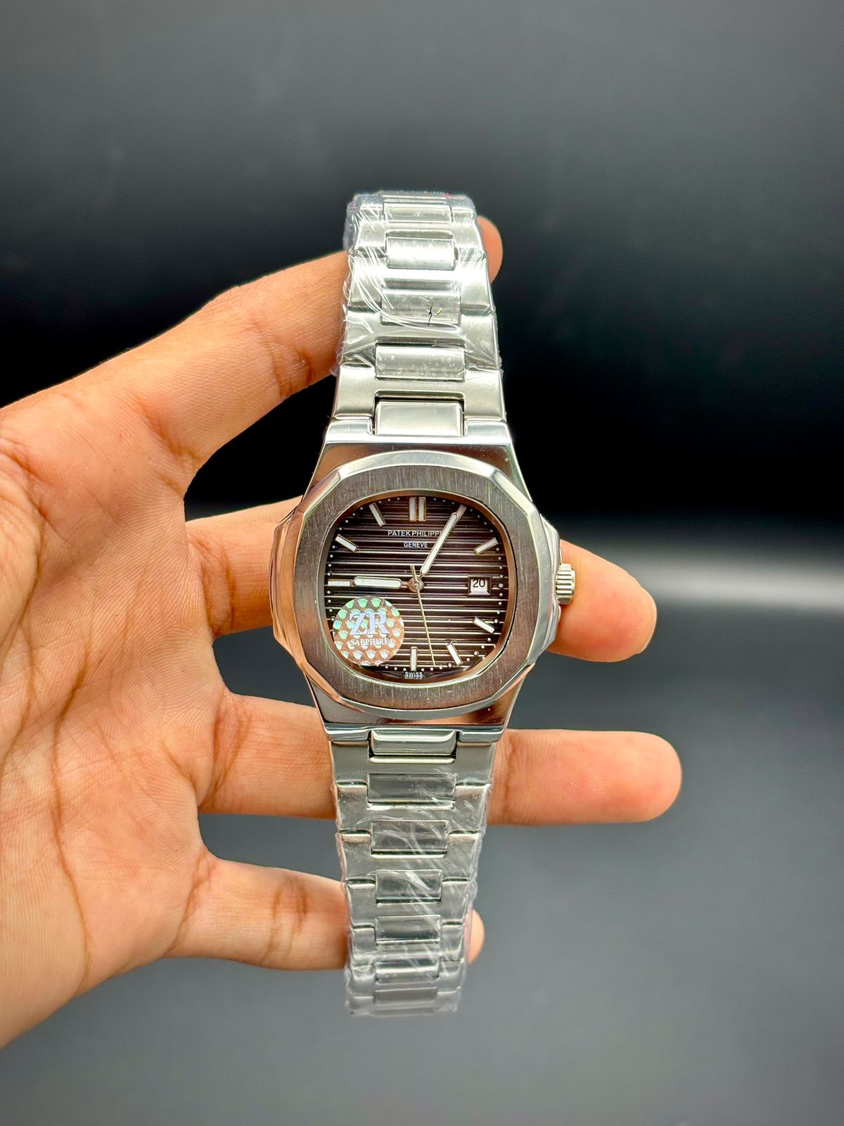 PTK Luxury Sport Watch – Brown Textured Dial | Silver Steel Bracelet |