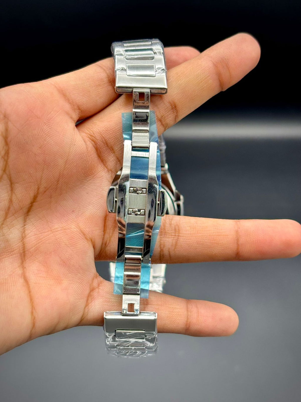 PTK Premium Rounded Octagon Watch – Gradient Blue Textured Dial | Steel Bracelet