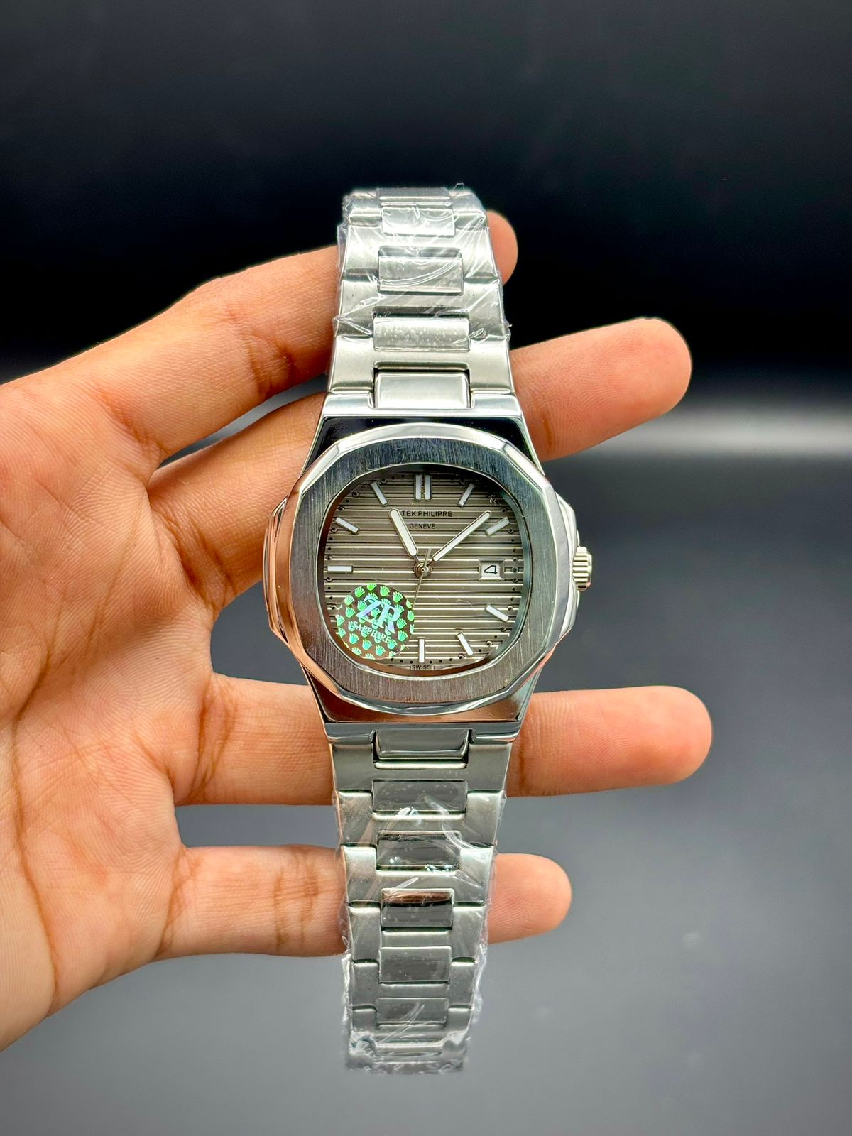 PTK Grey Textured Dial | Steel Bracelet Men’s Watch | Silver Case