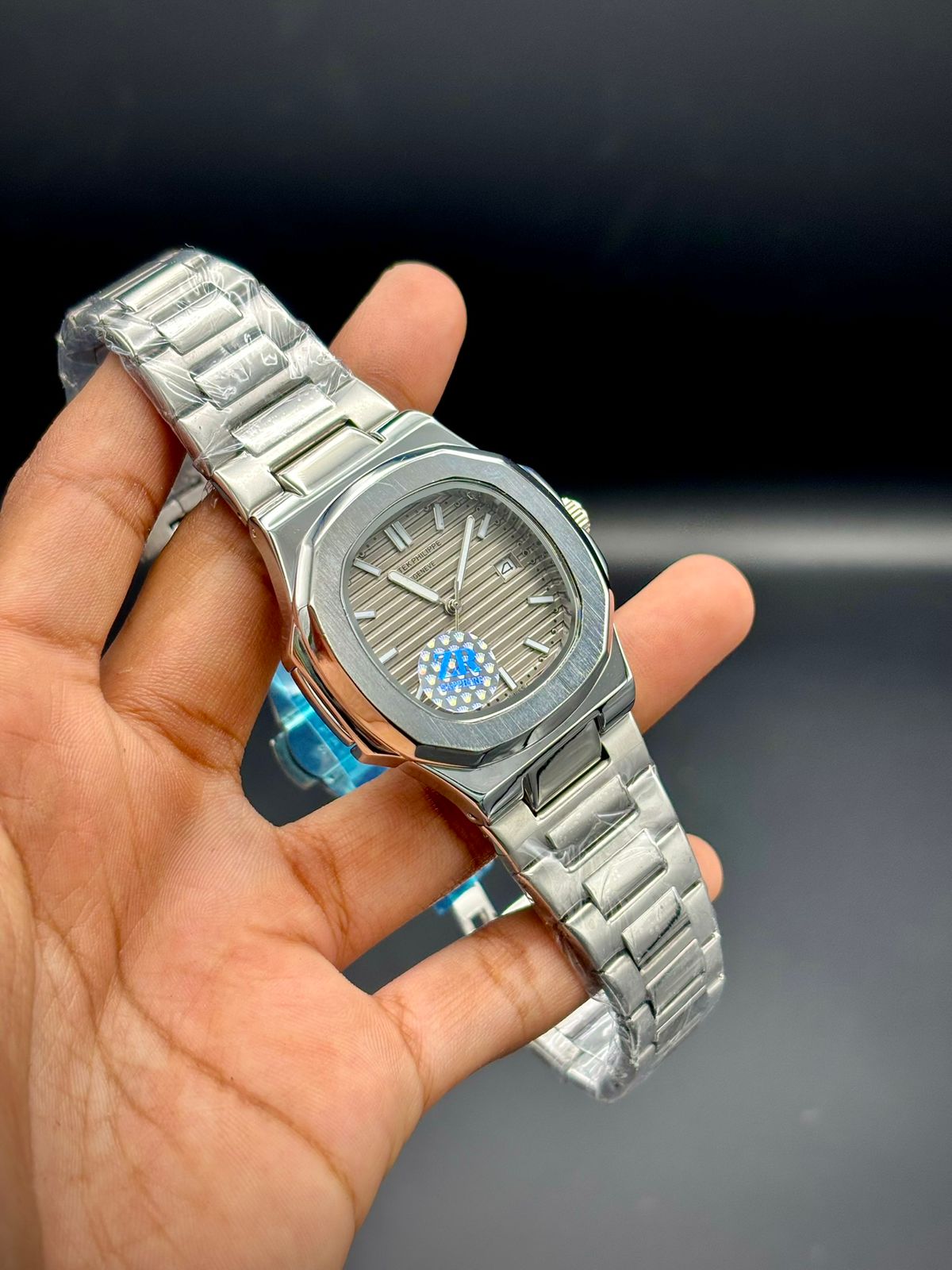 PTK Grey Textured Dial | Steel Bracelet Men’s Watch | Silver Case