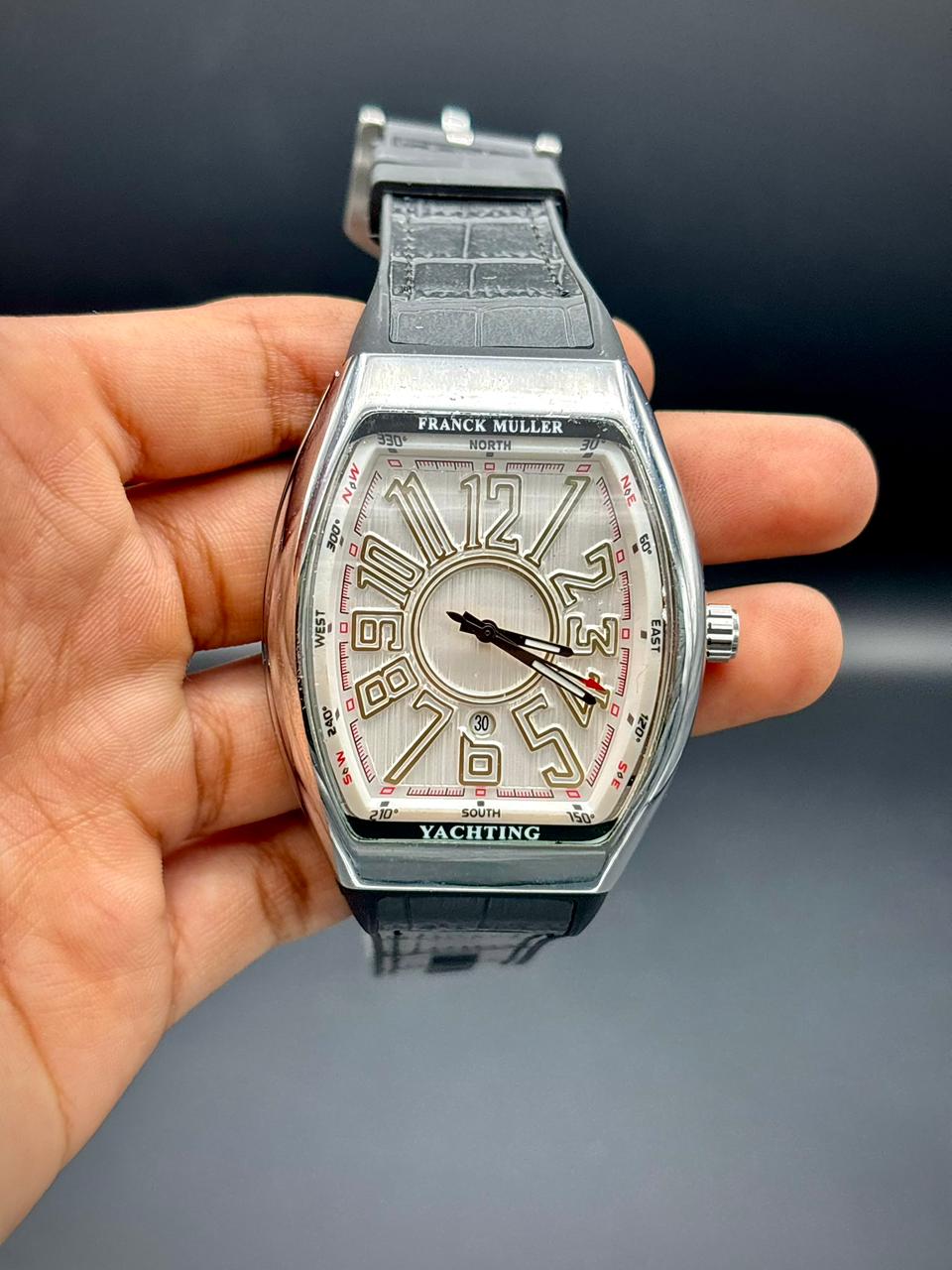 FKM Premium Barrel Shape Watch – Large Numerals White Dial | Black Leather |