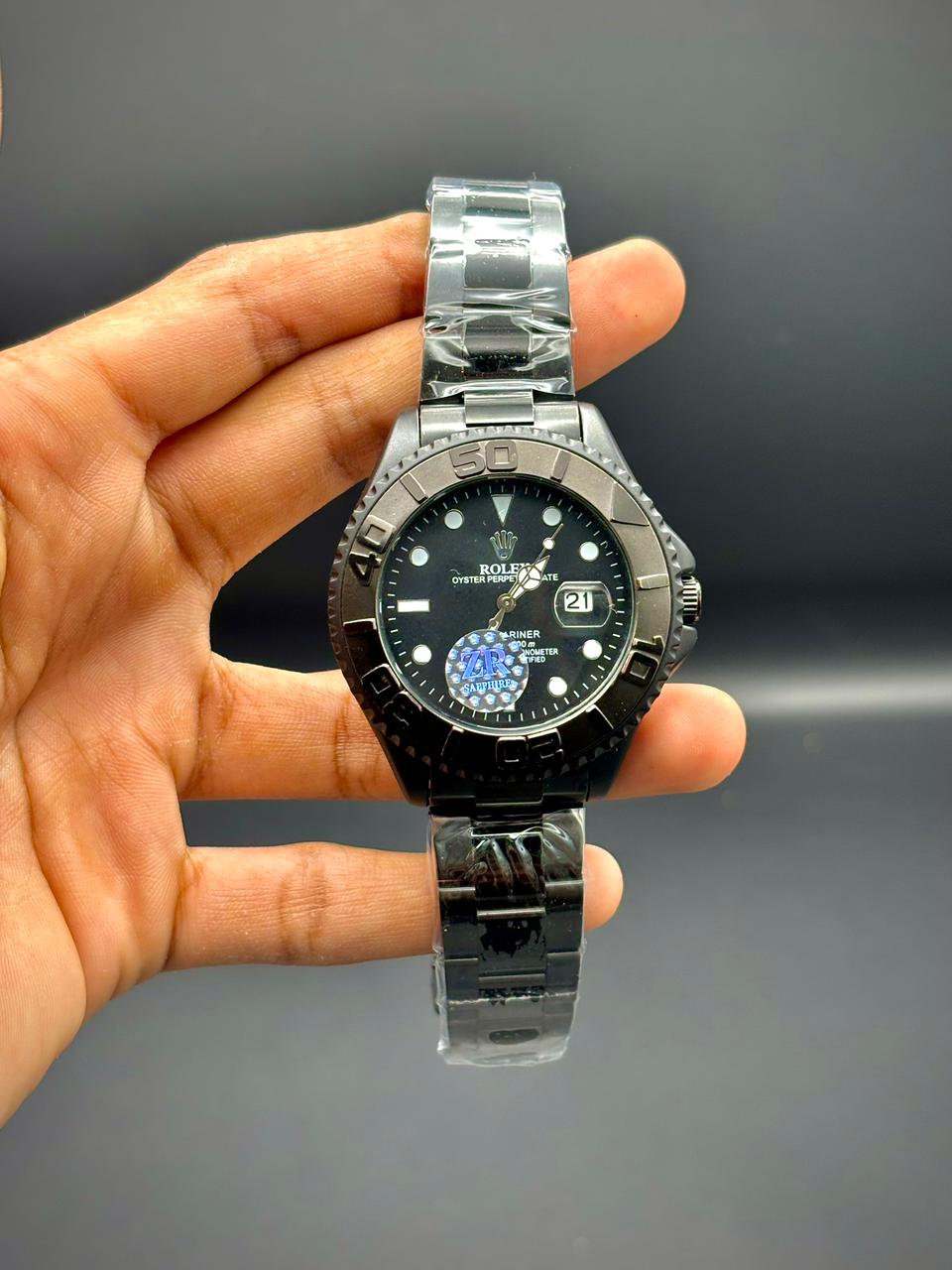 RLX Bold Silver Men’s Watch | Black Dial Black Bezel | Date Window