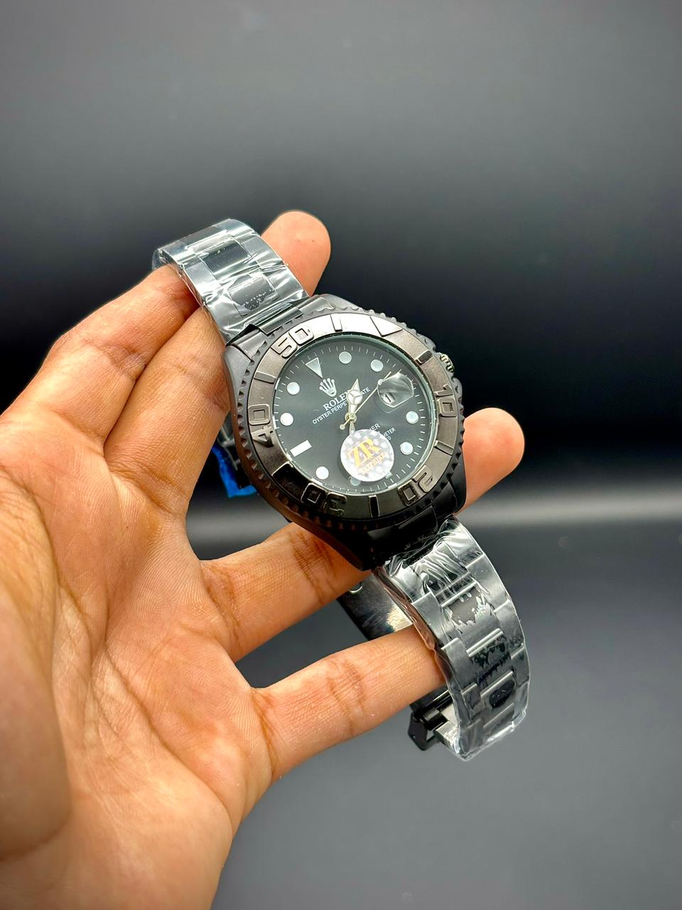RLX Bold Silver Men’s Watch | Black Dial Black Bezel | Date Window