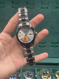 RLX : Diamond Markers Silver Dial Watch — Black Bezel Steel Chain with Date Lock