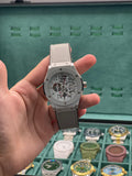 HB Modern Gray Skeleton Automatic Watch with Leather Strap