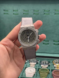 HB Matte Gray Chronograph Watch with Textured Dial and Leather Strap