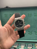 HB Black Dial Chronograph Watch with Matte Gray Case and Black Strap