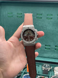 HB Brown Skeleton Dial Automatic Watch with Matte Gray Case and Leather Strap