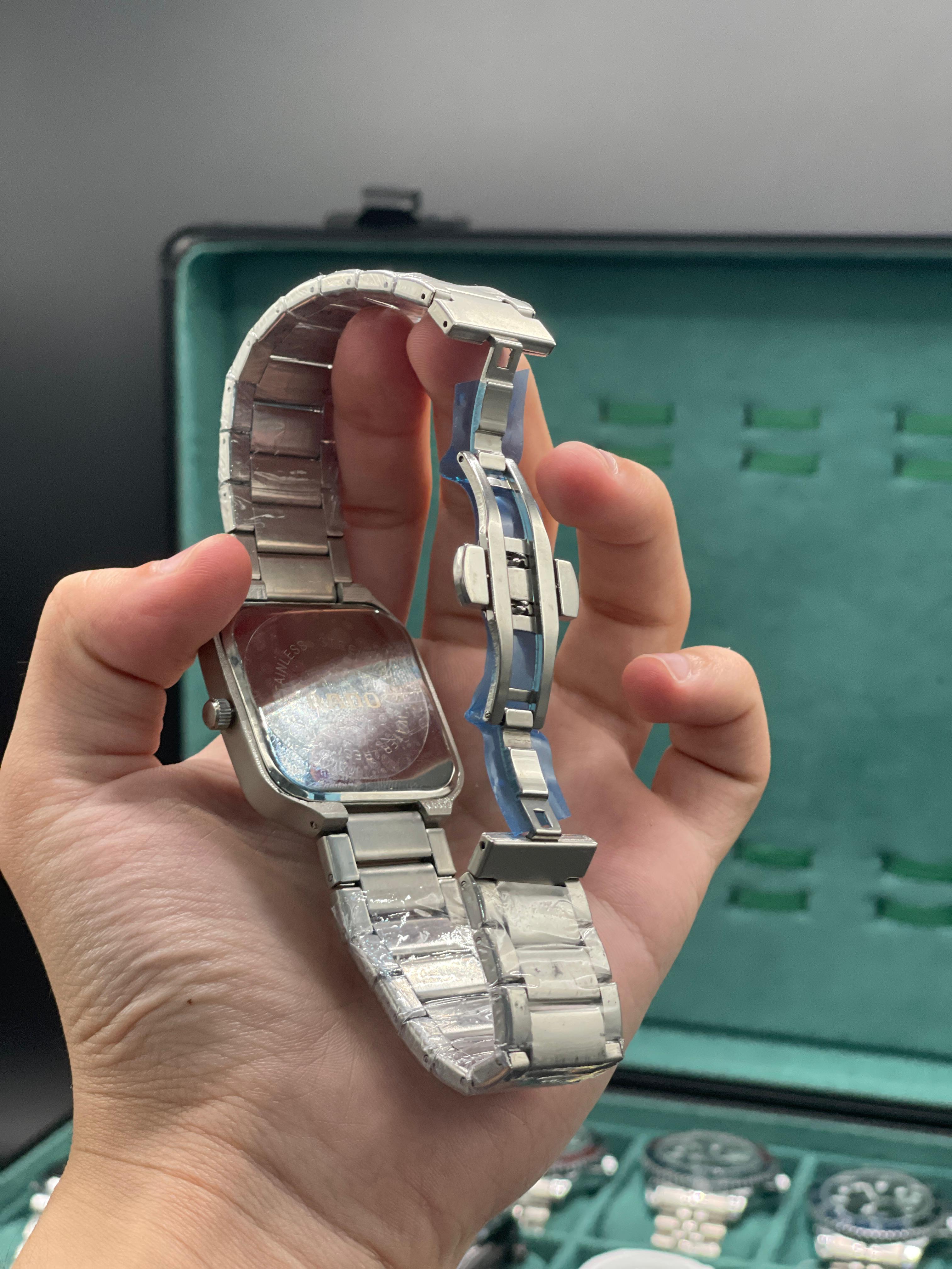 RD Matte Silver Square Skeleton Dial Automatic Watch with Stainless Steel Bracelet