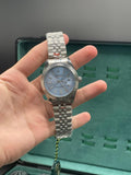 RLX Stainless Steel Luxury Dress Watch with Ice Blue Dial, Fluted Bezel, and Jubilee Bracelet