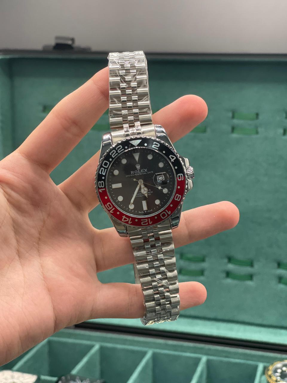 RLX Silver Chain With Black Dial Coke Edition Quartz Watch