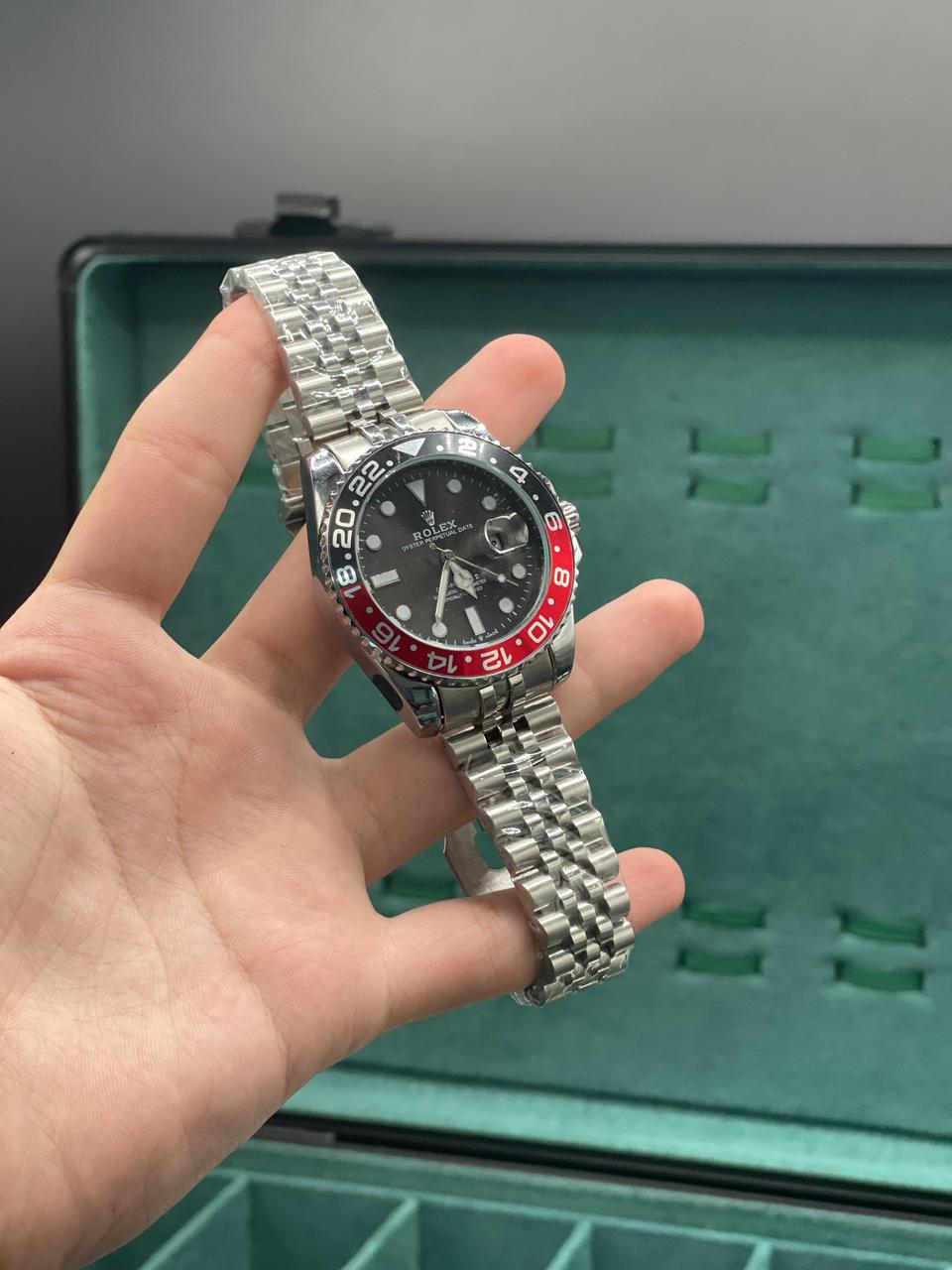 RLX Silver Chain With Black Dial Coke Edition Quartz Watch