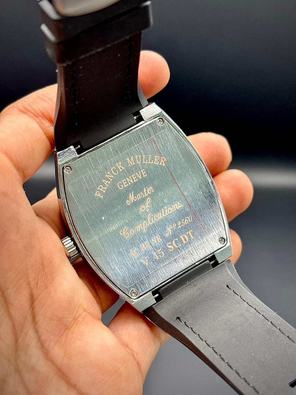 FKM Premium Barrel Shape Watch – Large Numerals White Dial | Black Leather |