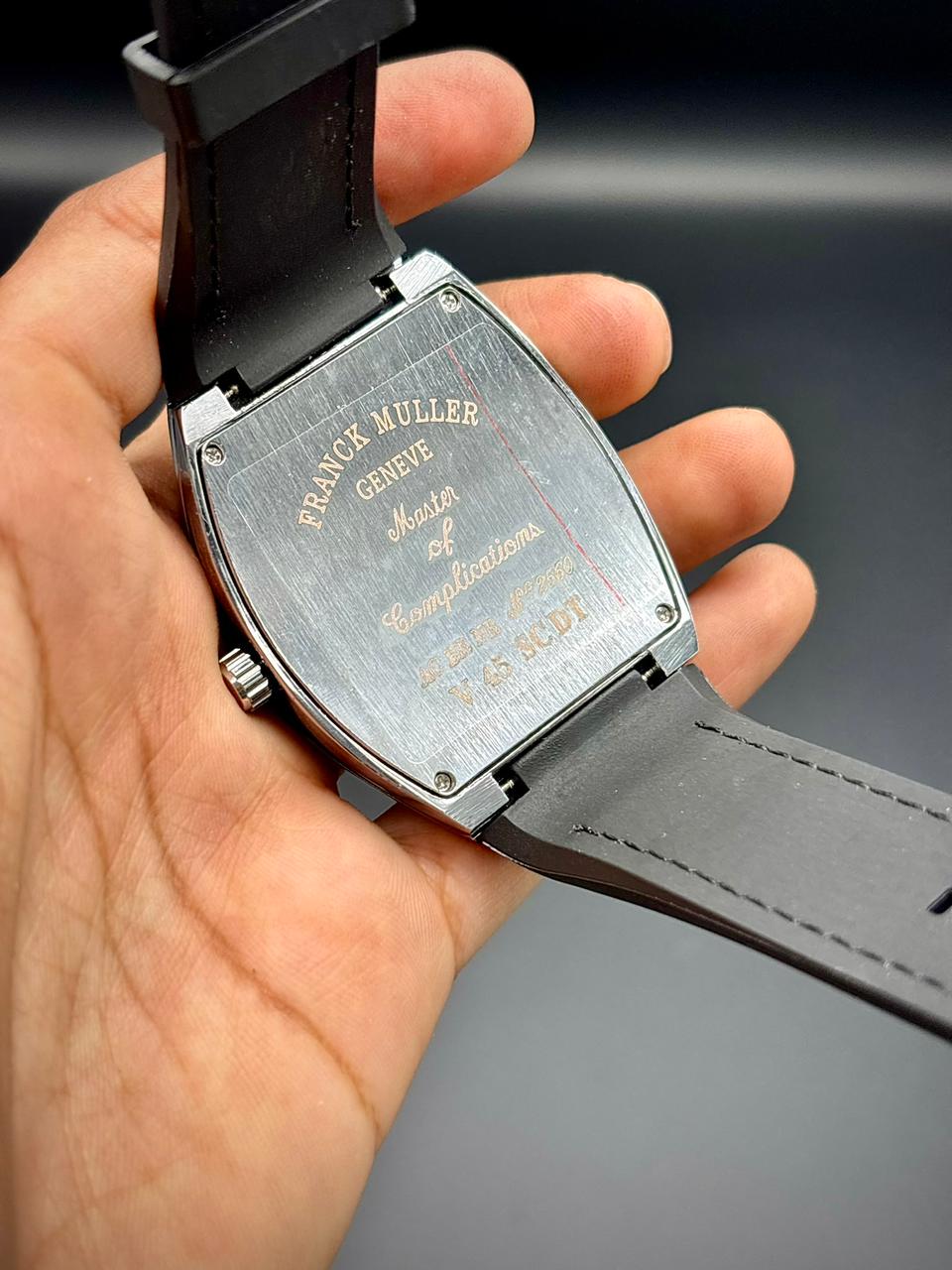 FKM Premium Barrel Shape Watch – Large Numerals White Dial | Black Leather |