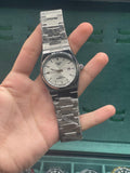 TST Men's Stainless Steel Automatic Watch with Silver Textured Dial