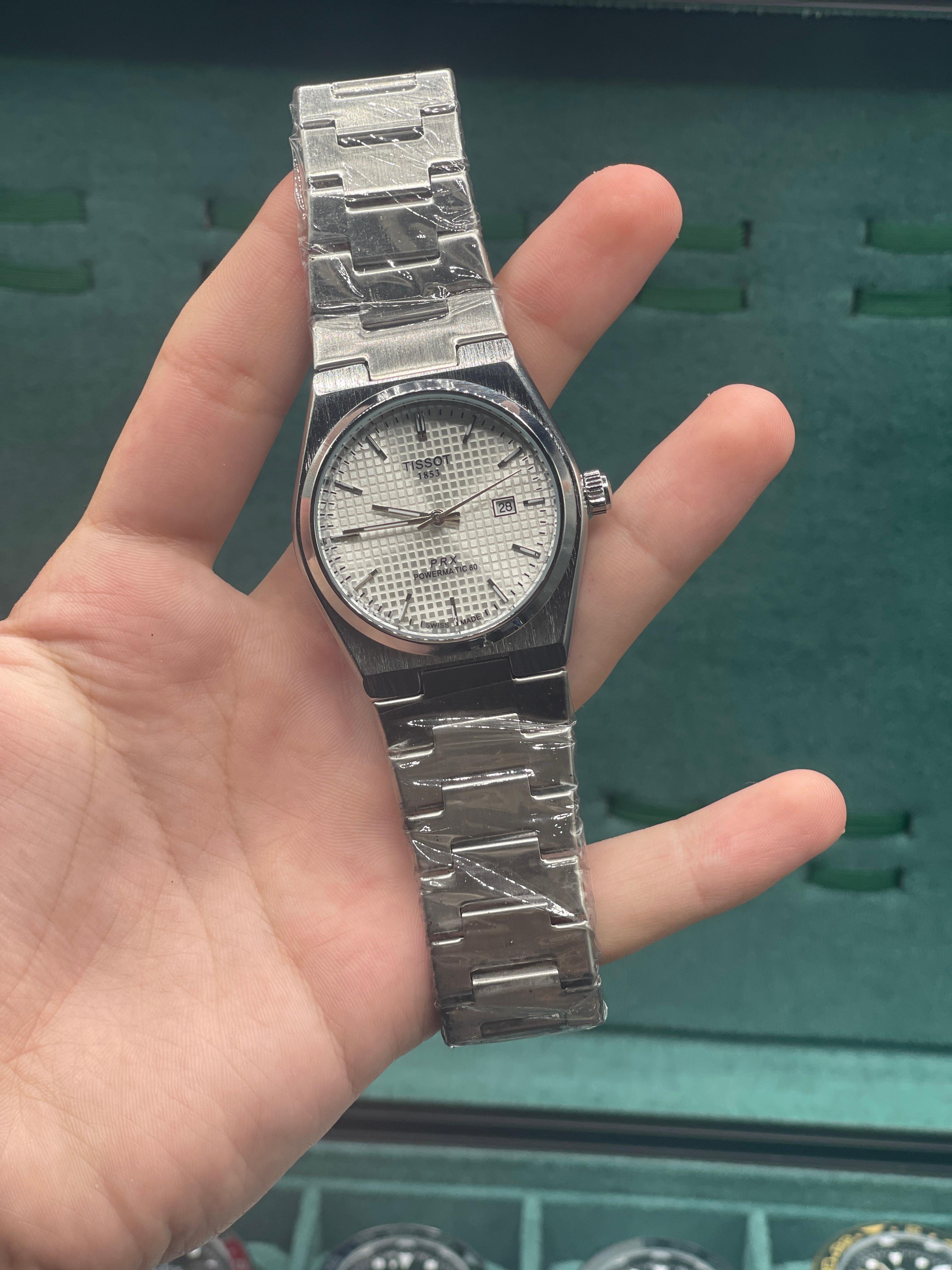 TST Men's Stainless Steel Automatic Watch with Silver Textured Dial