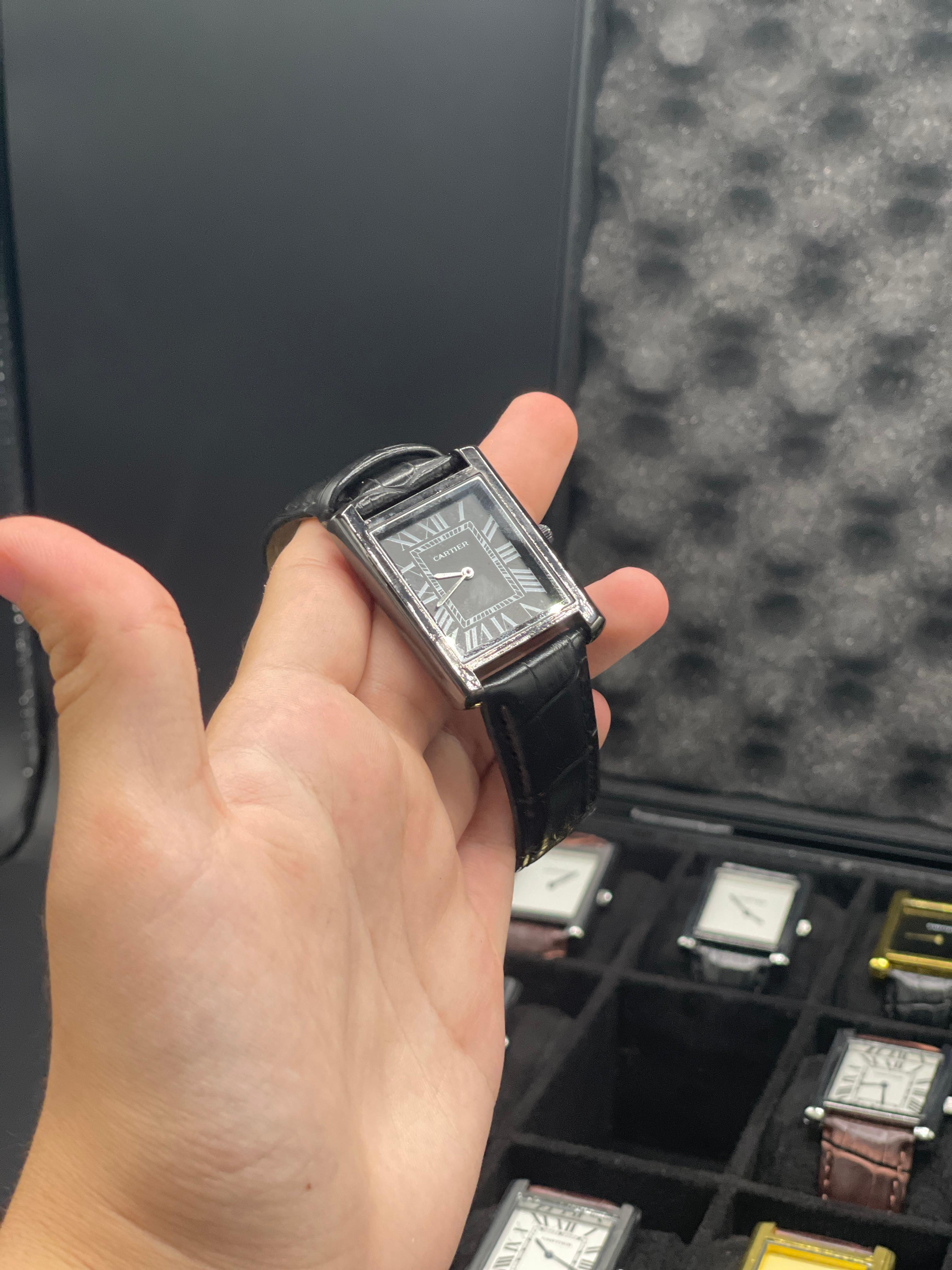CTR Black Leather Strap With Sleek Black Dial Watch