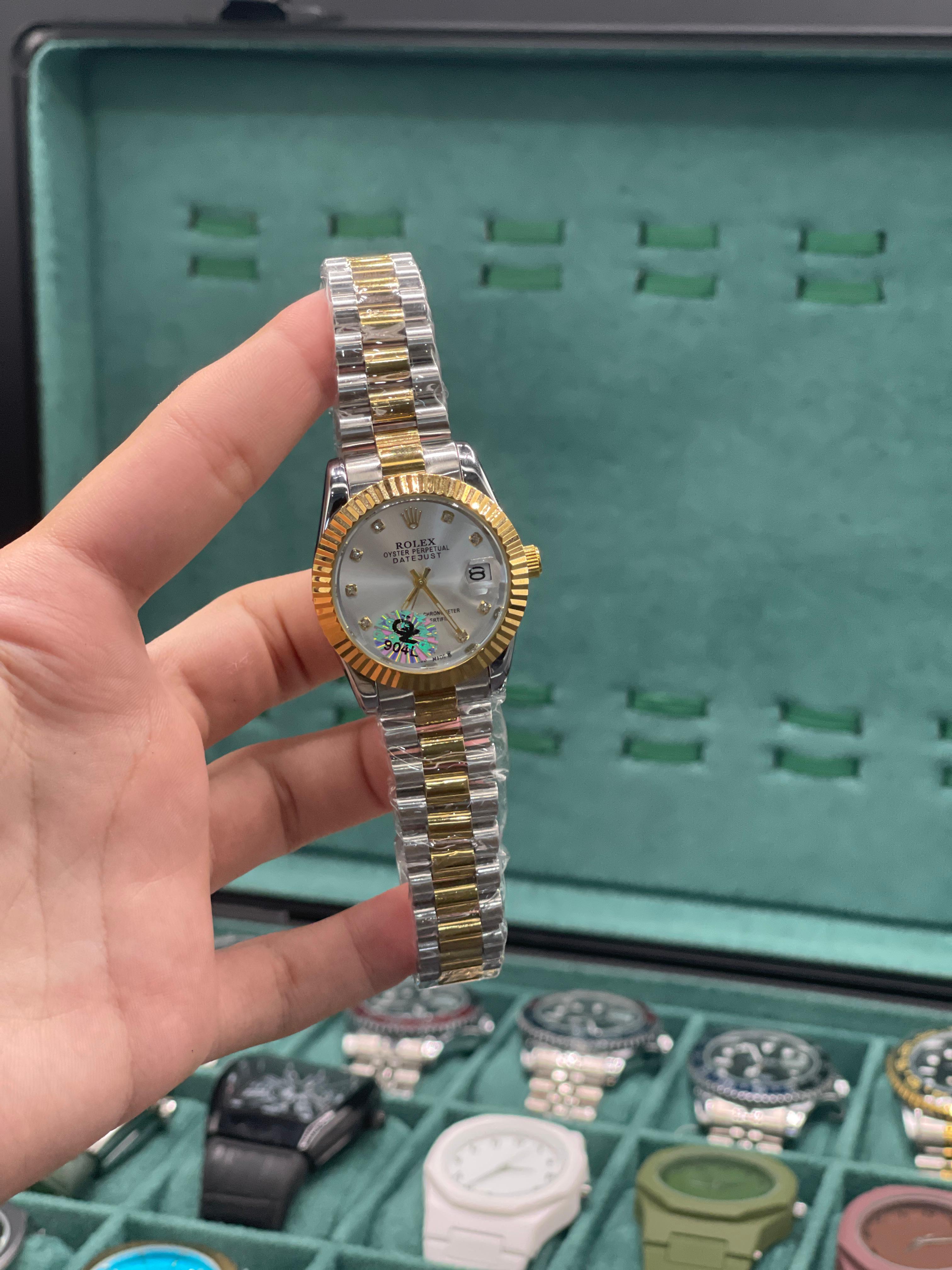 RLX Two Tone Gold And Silver Chain With Clean White Dial Ladies Watch