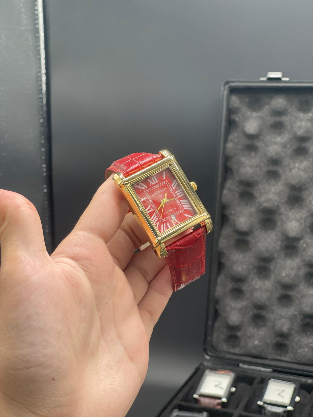 CTR Red Leather Strap With Luxurious Red Dial Watch